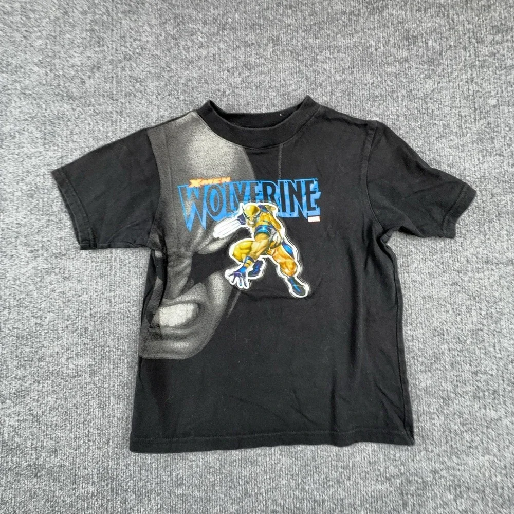 X-Men Shirt Boys 6/7 Black Wolverine Graphic Tee Marvel Comics Superhero Youth